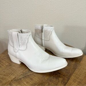 Anine Bing Axel Western Zipper Ankle Booties 39 White Leather